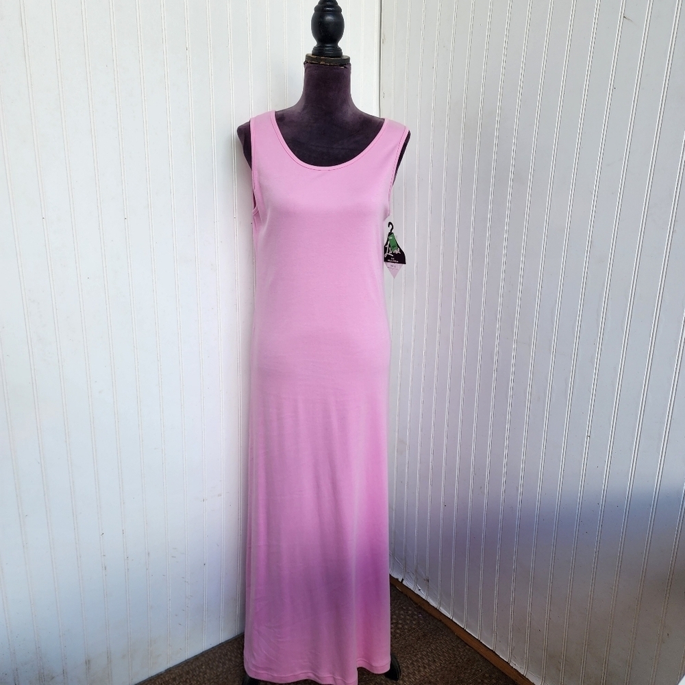 NWT Lennie For Nina Leonard Maxi Dress Pink Stretch Beachy Sleveless Bodycon S